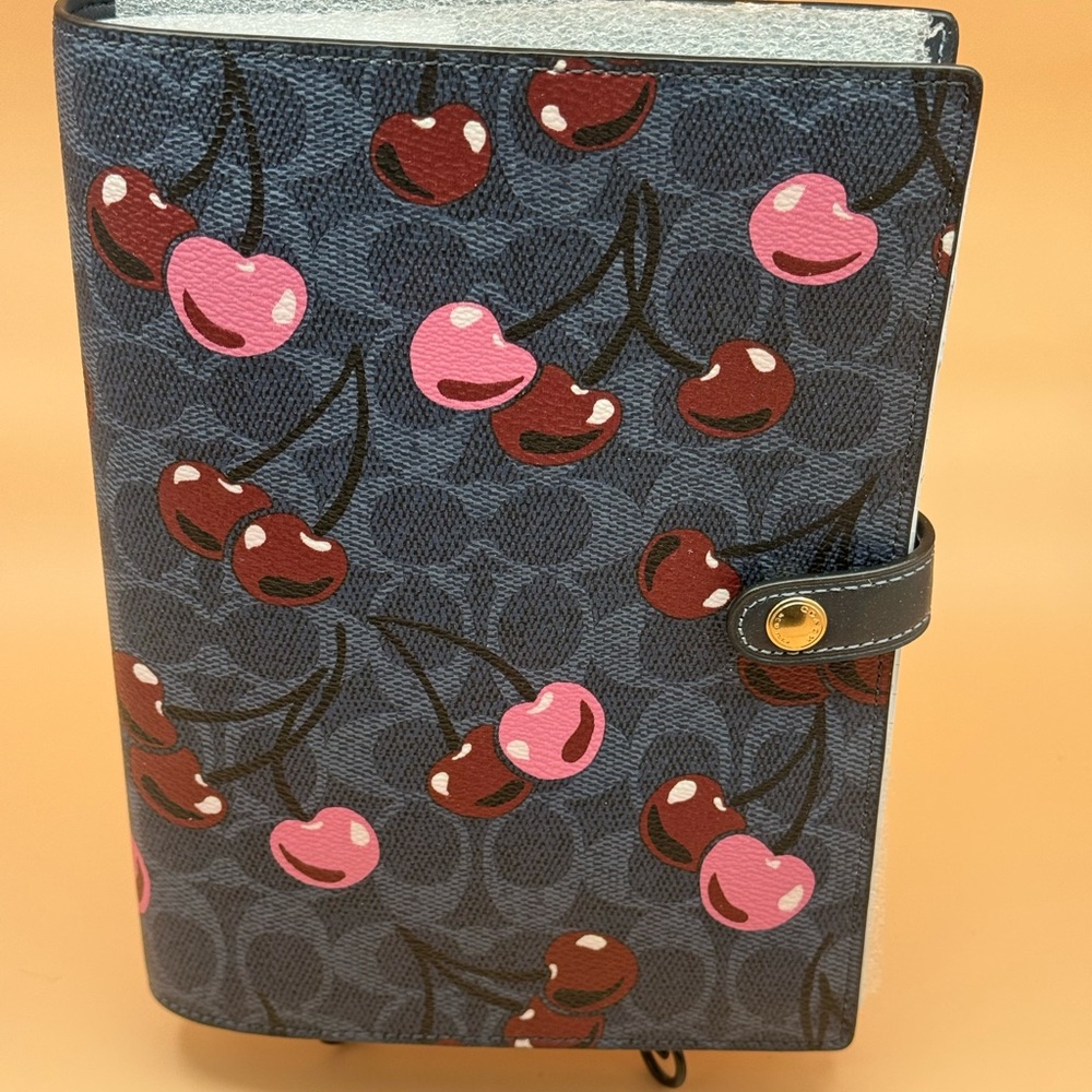 Coach Cherry Print Blue Notebook Cover